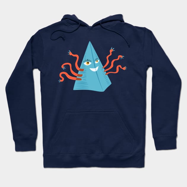 Weird Blue Pyramid Character With Tentacles Hoodie by Boriana Giormova